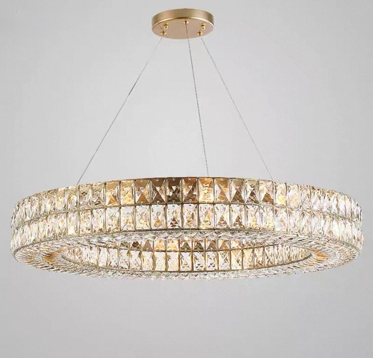 Люстра золотая Evlorm, металл, кристалл, 80*12 см, подвесная, Е14