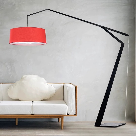 Торшер, черный, серый, Lumens 186*186, светодиодный, E27, металл, ткань