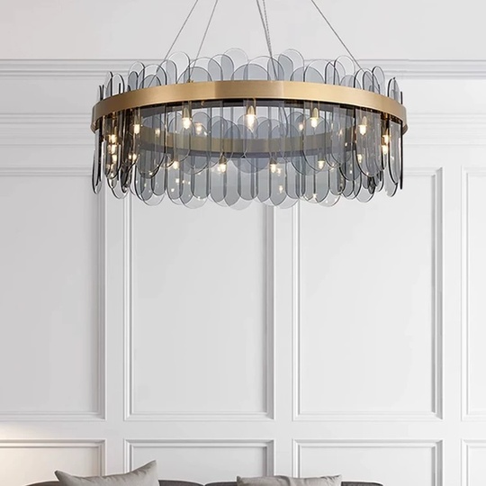 Люстра подвесная, медь, пепел, стекло, DOLUN 80*27, металл, G9.