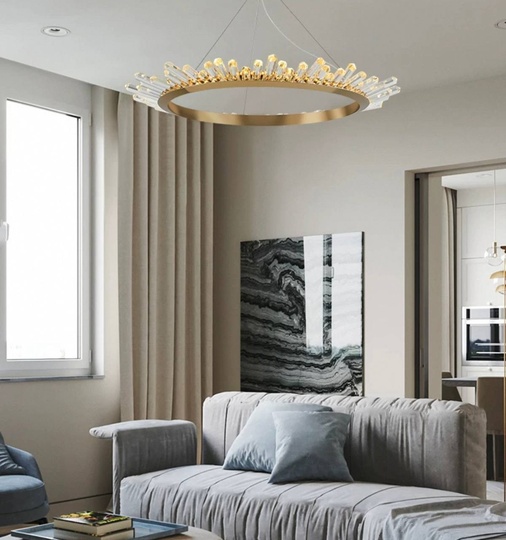 Люстра подвесная, золото, кристалл, KESTER 60*15 металл, LED.