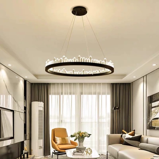 Люстра подвесная, черный, кристалл, LOGAN 100*11 металл, LED.