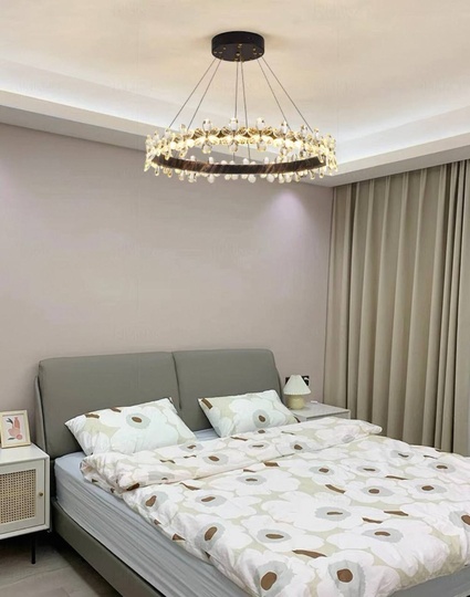 Люстра подвесная, черный, хрусталь, AXTON BLACK 80*120, металл, LED