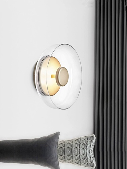 Настенный светильник, Бра MILAS 23*23, золотой, металл, стекло, LED.