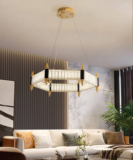 Люстра подвесная, золото, кристалл, ARCHIE 80*18, металл, LED.