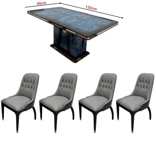 Обеденный комплект Avio, 150*90*76 см, голубой, дерево, 4 стула - стол обеденный в итальянском стиле
