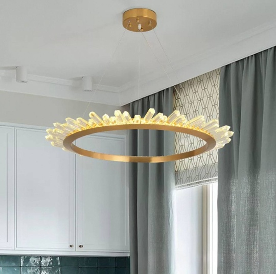 Люстра подвесная, золото, кристалл, KESTER 80*15 металл, LED.