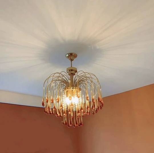 Люстра подвесная, бронза, стекло, NORTON 45*52 металл, E14.