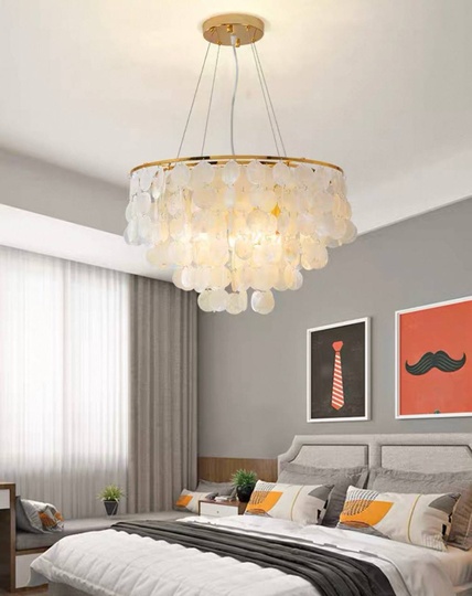 Люстра подвесная золотая Elyvor, металл, трос 50, 50*34 см, E14