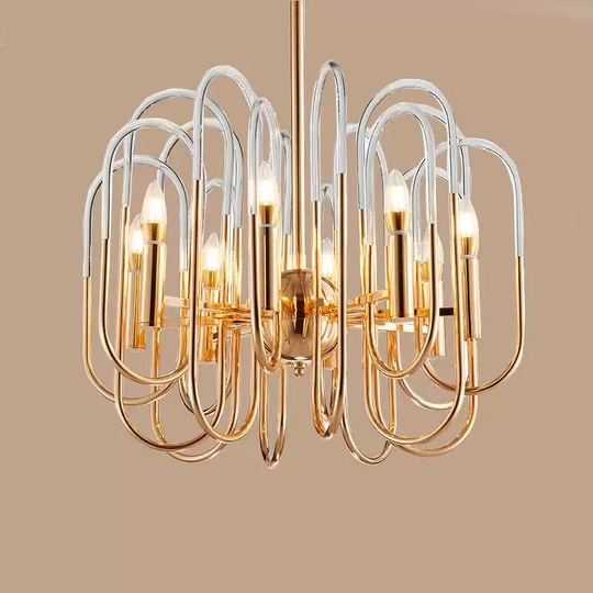 Светильник подвесной золотой Elvuma, металл, трос 100 см, 80*50 см, E14