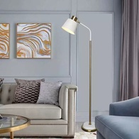 Торшер, золото, белый, Orleas 155*30, светодиодный, Е27, металл, ПММА