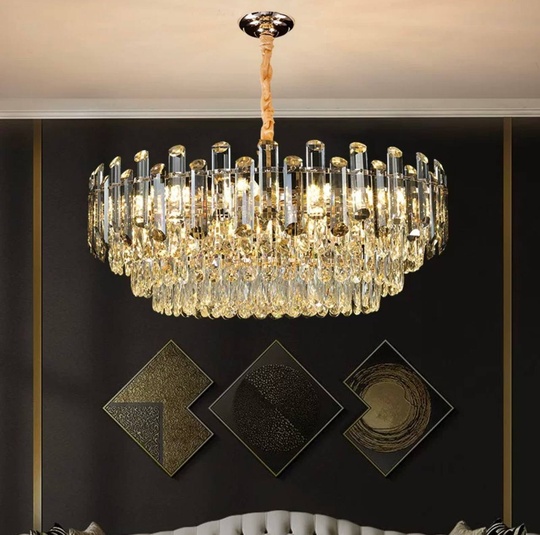 Люстра подвесная ALEV 75*30 золото, кристалл, металл, E14.