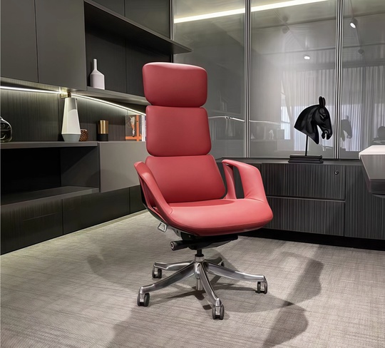 Офисное кресло, бордово-красный кожа, современное, универсальное