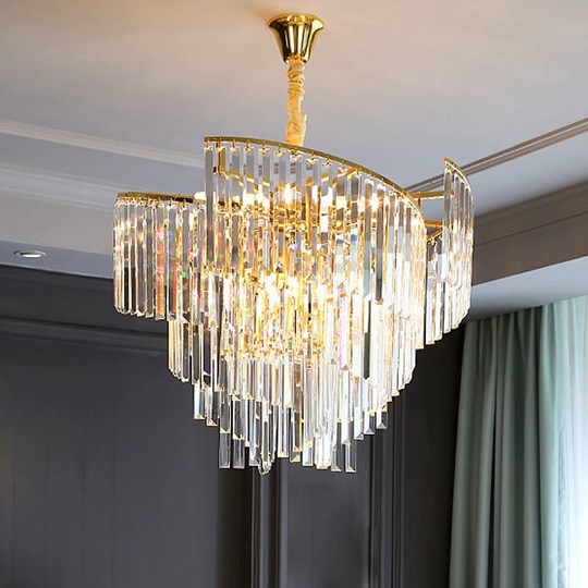 Люстра подвесная, золото, кристалл, HISA 100*58, металл, E14.