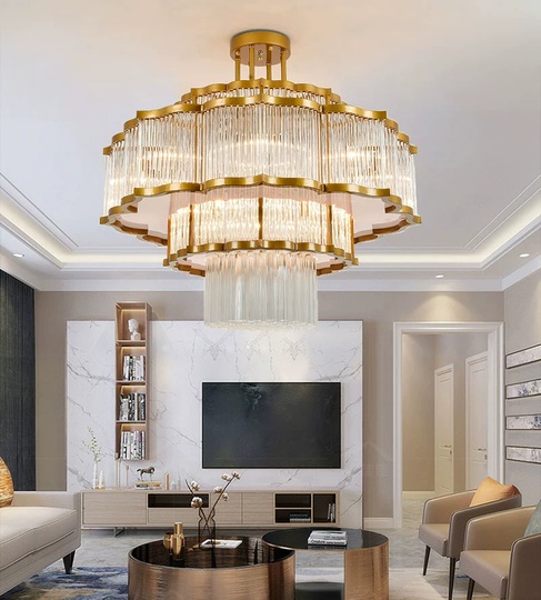 Люстра подвесная, золотой, стекло, AYDA 150*100, металл, E14.