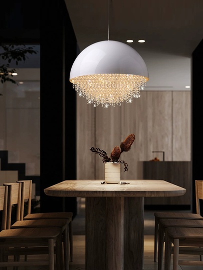 Люстра подвесная, серебро, белый, кристалл, SALENA 60*68 металл, LED.