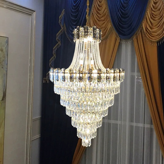 Люстра подвесная, золото, кристалл, LARK 40*80 металл, E14.