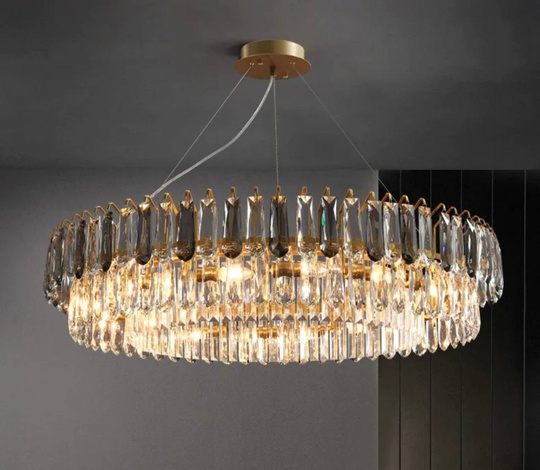 Люстра подвесная ARZU 100*22 золото, кристалл, металл, Е14.