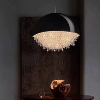 Люстра подвесная, серебро, черный, кристалл, SALENA BLACK 60*68 металл, LED.