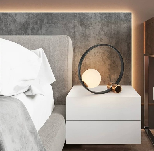 Настольная лампа CIRCLE 40*40, античная бронза, черный.