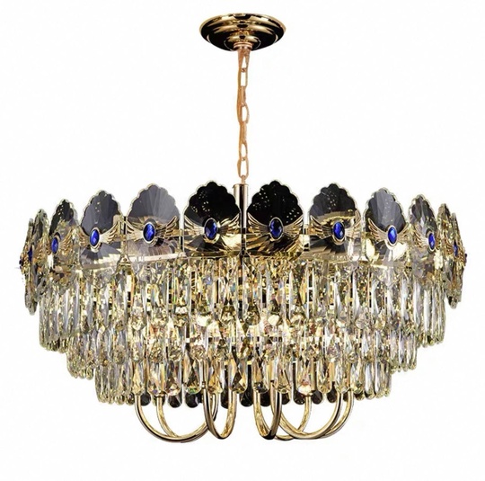 Люстра подвесная, золото, хрусталь, TOMA 75*38 металл, E14.