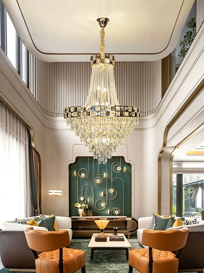 Люстра подвесная, золото, кристалл, TYLER 120*180 металл, E14.