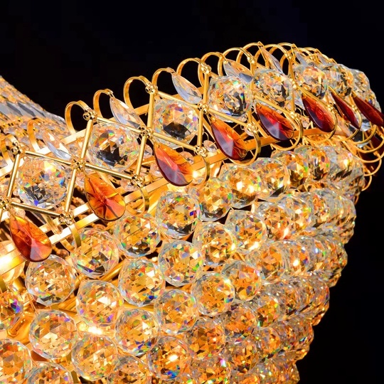 Люстра подвесная, золото, хрусталь, COOPER 150*220 металл, E14.