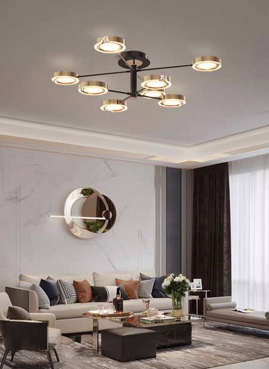 Люстра черная, золото Elixor, металл, 100*54 см, светодиодная, LED