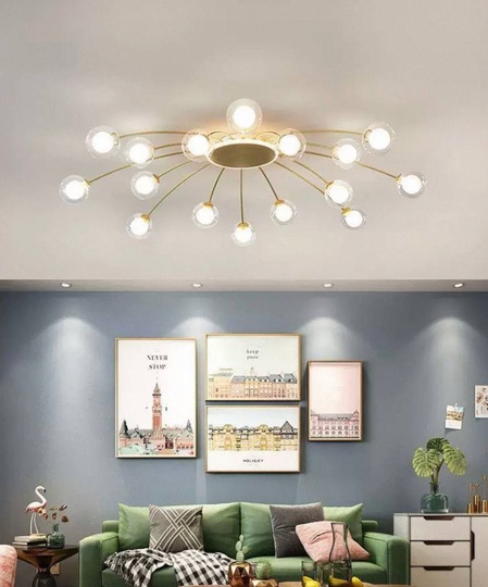 Люстра золотая Exalor, металл, стекло, 80*17 см, светодиодная, LED, G9