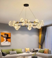 Люстра подвесная, черный, стекло, CHAT BLACK 120*32, металл, LED