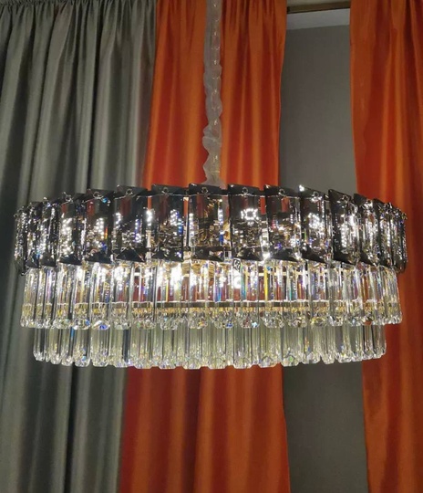 Люстра подвесная BINAY 80*24 золото, хрусталь, металл, E14.