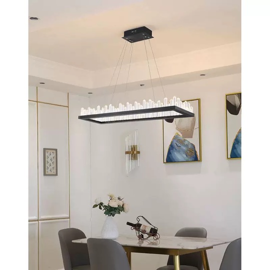 Люстра подвесная, черный, кристалл, KEVIN 60*35 металл, LED.