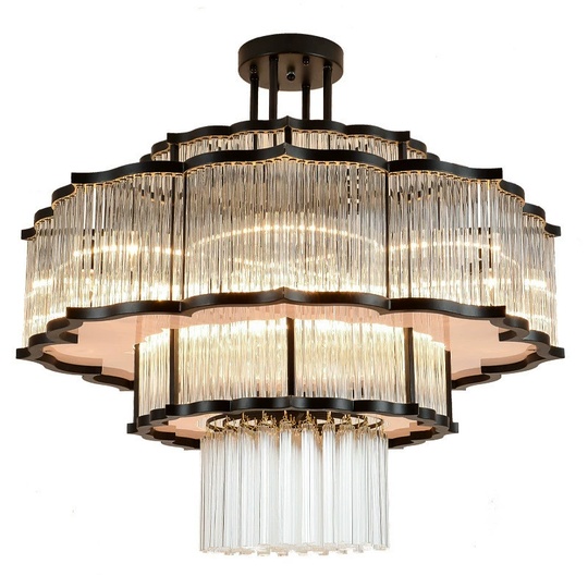 Люстра подвесная, черный, стекло, AYCAN 120*75, металл, E14.