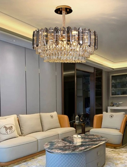 Люстра подвесная BERKE 100*35 дымчатый, стекло, металл, Е14.