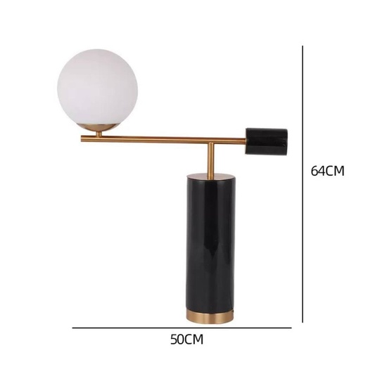 Настольная лампа PASCAL 50*64, черный, металл, мрамор.