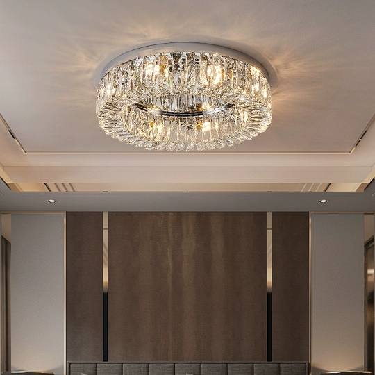 Потолочный светильник, серебро, кристалл, ABIGAIL 60*15 металл, E14.