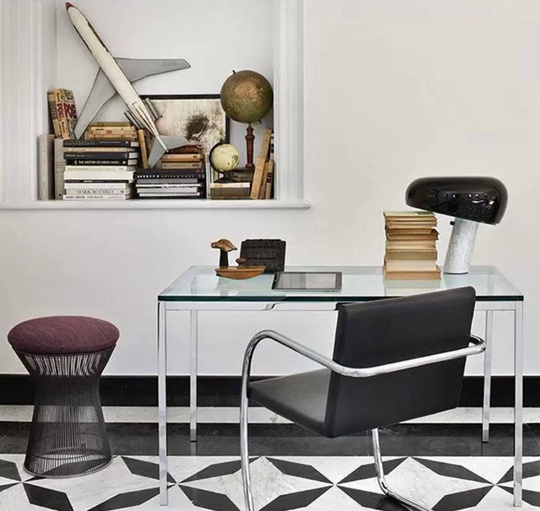 Настольная лампа GLAM 28*26, черный, белый, мрамор