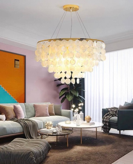 Люстра подвесная золотая Elyvor, металл, трос 50, 50*34 см, E14