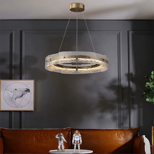 Светильник подвесной бронзовый Aelvaric, металл, стекло, трос 150 см, 80*13 см, LED