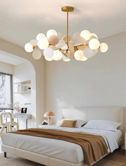 Люстра подвесная, золотисто-песочный, ПММА, CHUCK 75*30, металл, G9