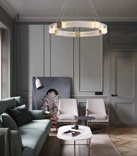 Люстра подвесная, медь, ПММА, SAMUEL 100*100, металл, LED