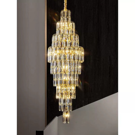 Люстра подвесная, золото, кристалл, HEZEL 100*400 металл, E14.