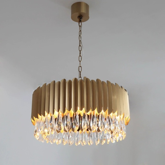 Люстра подвесная, золото, хрусталь, LUCY 80*30, металл, E14.