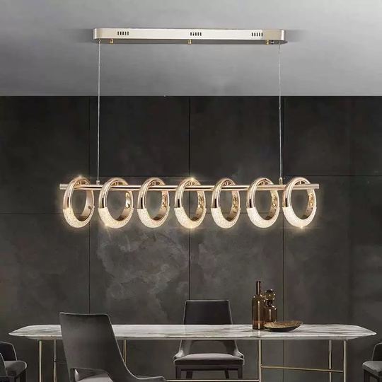 Светильник подвесной золотой Elenthos, металл, трос 100 см, 110*21 см, LED