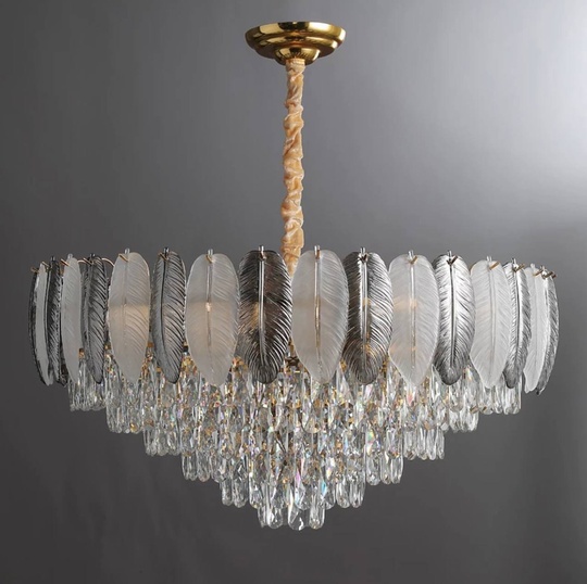 Люстра подвесная AKKUTLU 80*44 белый пепел, стекло, металл, Е14.