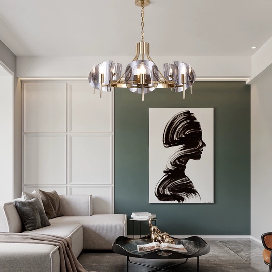 Светильник подвесной золотой Ovelopia, металл, стекло, трос 50 см, 60*38 см, Е14