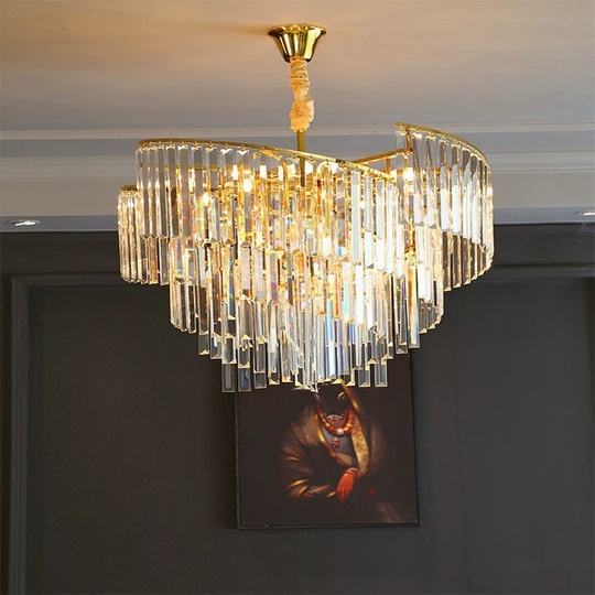 Люстра подвесная, золото, кристалл, HISA 60*35, металл, E14.