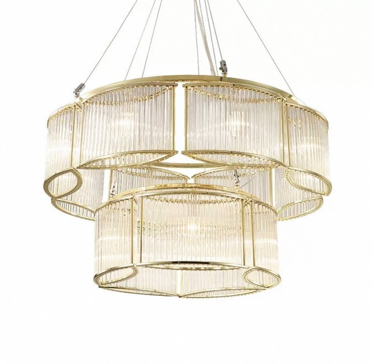 Люстра подвесная, золотой, стекло, AYDINC 50+80, металл, E14.