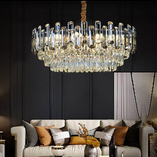 Люстра подвесная ALEV 50*30 золото, кристалл, металл, E14.