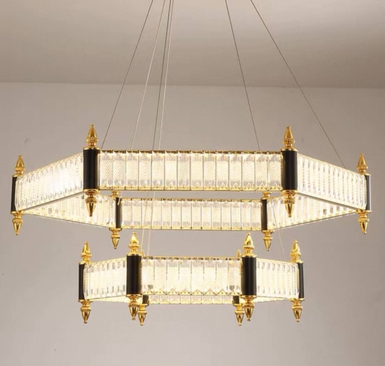 Люстра подвесная, золото, кристалл, ARON 80*45, металл, LED.