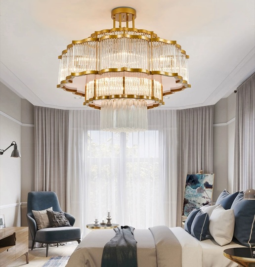 Люстра подвесная, золотой, стекло, AYDA 60*60, металл, E14.